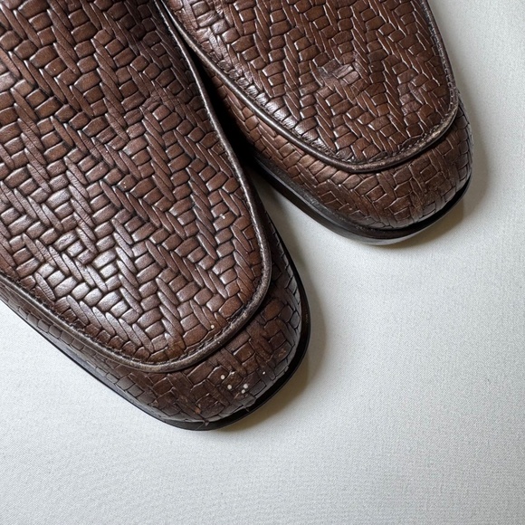 Ingledews Spain Women Brown Leather Woven Block Heel Mule 6 6.5 Preppy Academia - Picture 3 of 9